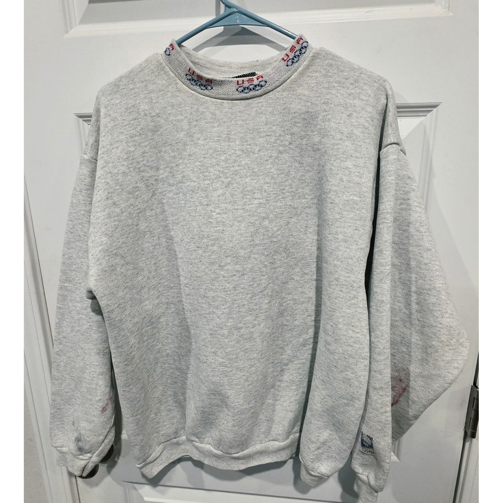 Vintage Signature Collection Olympic Sweatshirt Mens L Gray Lillehammer 94 USA